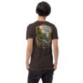 Brown Semnan unisex t-shirt, back view with Abr Forest and the eastern Alborz design