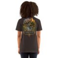 Brown Lorestan unisex t-shirt, back view with Falak-ol-Aflak Castle in Khorramabad design