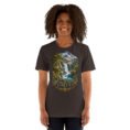 Brown Lorestan unisex t-shirt, front view with Falak-ol-Aflak Castle in Khorramabad design