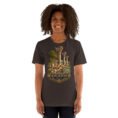Brown Khuzestan unisex t-shirt, front view with ancient Susa design