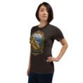 Brown Kohgiluyeh and Boyer-Ahmad unisex t-shirt, front view with Tang-e Balqis gorge and Mount Dena design