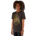 Brown Khuzestan unisex t-shirt, front view with ancient Susa design