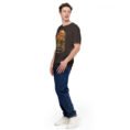Brown Kerman unisex t-shirt, front view with Arg-e Bam citadel and desert palm groves design