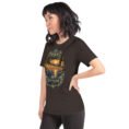 Brown Isfahan unisex t-shirt, front view with Naqsh-e Jahan Square and Ali Qapu Palace design