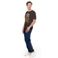 Brown Hamedan unisex t-shirt, front view with Ganjnameh inscriptions and Mount Alvand design