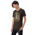 Brown Fars unisex t-shirt, front view with Persepolis and Achaemenid columns design
