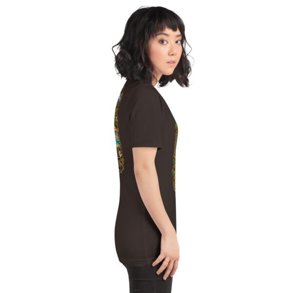 Brown Mazandaran unisex t-shirt, with terraced springs of Badab-e Surt in the Hyrcanian forest design