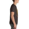 Brown North Khorasan unisex t-shirt, with historic citadel of Shirvan and vineyards design