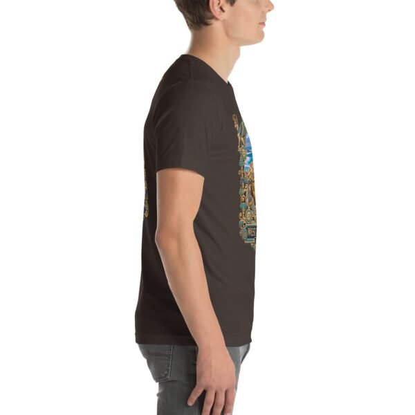 Brown West Azerbaijan unisex t-shirt, with Lake Urmia and the ancient Hasanlu mound design