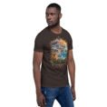 Brown Sistan and Baluchestan unisex t-shirt, front view with Shahr-e Sukhteh, the Burnt City design