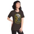 Brown Mazandaran unisex t-shirt, front view with terraced springs of Badab-e Surt in the Hyrcanian forest design