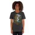Dark Grey Heather Lorestan unisex t-shirt, front view with Falak-ol-Aflak Castle in Khorramabad design