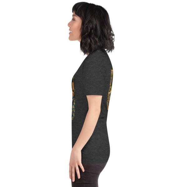 Dark Grey Heather Isfahan unisex t-shirt, with Naqsh-e Jahan Square and Ali Qapu Palace design