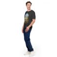 Dark Grey Heather Tehran unisex t-shirt, front view with Azadi Tower and Mount Damavand design