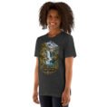 Dark Grey Heather Lorestan unisex t-shirt, front view with Falak-ol-Aflak Castle in Khorramabad design