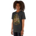 Dark Grey Heather Khuzestan unisex t-shirt, front view with ancient Susa design