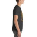 Dark Grey Heather North Khorasan unisex t-shirt, with historic citadel of Shirvan and vineyards design