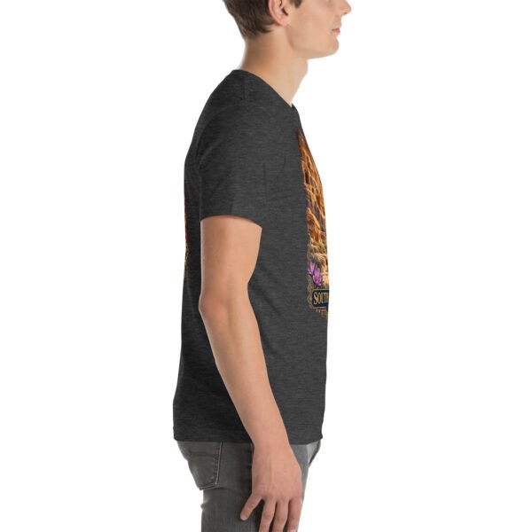 Dark Grey Heather South Khorasan unisex t-shirt, with historic citadel of Birjand design