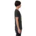 Dark Grey Heather Ardabil unisex t-shirt, with ancient Shahr-e Yeri stone figures and Mount Sabalan design