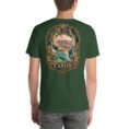 Forest Zanjan unisex t-shirt, back view with Katale Khor cave and the colorful mountains of Mahneshan design