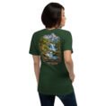Forest Kohgiluyeh and Boyer-Ahmad unisex t-shirt, back view with Yasuj waterfall and Zagros oak forests design