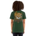 Forest Khuzestan unisex t-shirt, back view with Shushtar Historical Hydraulic System and its waterfalls design