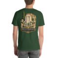 Forest Khorasan Razavi unisex t-shirt, back view with Kalat-e Naderi and the Hezar Masjed mountains design
