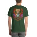 Forest South Khorasan unisex t-shirt, back view with Lut Desert with barberry and saffron fields design