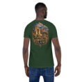 Forest Ilam unisex t-shirt, back view with Zagros mountains and ancient Elamite rock reliefs design