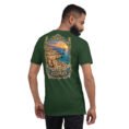 Forest Bushehr unisex t-shirt, back view with Persian Gulf coast and traditional seafaring design