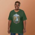 Forest Chaharmahal and Bakhtiari unisex t-shirt, front view with Zard-Kuh and the Koohrang waterfall design