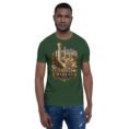 Forest Markazi unisex t-shirt, front view with ancient columns of Khorheh design
