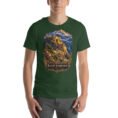 Forest Khorasan Razavi unisex t-shirt, front view with Tomb of Ferdowsi in ancient Tus design