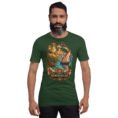 Forest Hormozgan unisex t-shirt, front view with Portuguese Castle of Hormuz and the Persian Gulf design