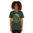 Forest Gilan unisex t-shirt, front view with Rudkhan Castle in the Hyrcanian forest design