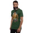 Forest Yazd unisex t-shirt, front view with Narin Castle of Meybod and a traditional dovecote design