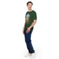 Forest Tehran unisex t-shirt, front view with Azadi Tower and Mount Damavand design