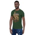 Forest Markazi unisex t-shirt, front view with ancient columns of Khorheh design