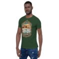 Forest Qom unisex t-shirt, front view with Deir-e Gachin caravanserai in the desert design