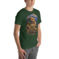 Forest Khorasan Razavi unisex t-shirt, front view with Tomb of Ferdowsi in ancient Tus design