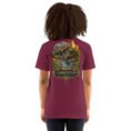 Maroon Lorestan unisex t-shirt, back view with Falak-ol-Aflak Castle in Khorramabad design