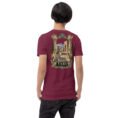 Maroon Fars unisex t-shirt, back view with Achaemenid column capital and Persepolis design