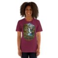 Maroon Lorestan unisex t-shirt, front view with Falak-ol-Aflak Castle in Khorramabad design