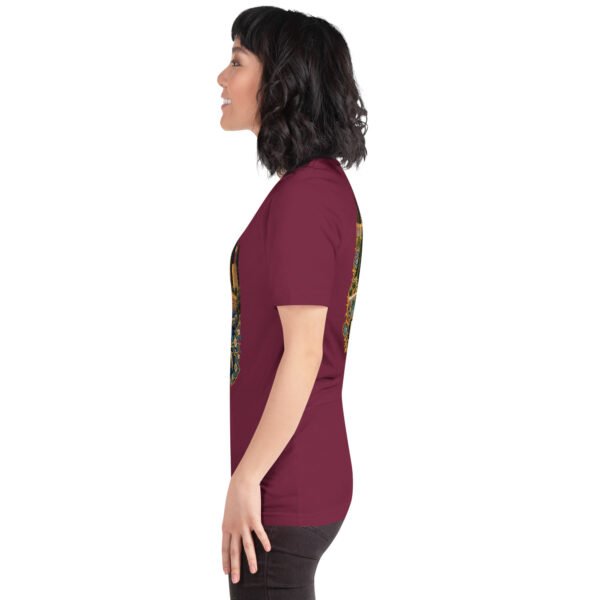 Maroon Isfahan unisex t-shirt, with Naqsh-e Jahan Square and Ali Qapu Palace design