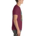 Maroon West Azerbaijan unisex t-shirt, with Lake Urmia and the ancient Hasanlu mound design
