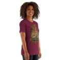 Maroon Khuzestan unisex t-shirt, front view with ancient Susa design
