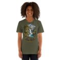 Military Green Lorestan unisex t-shirt, front view with Falak-ol-Aflak Castle in Khorramabad design