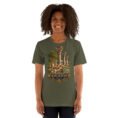 Military Green Khuzestan unisex t-shirt, front view with ancient Susa design