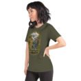 Military Green Mazandaran unisex t-shirt, front view with terraced springs of Badab-e Surt in the Hyrcanian forest design