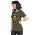 Military Green Isfahan unisex t-shirt, front view with Naqsh-e Jahan Square and Ali Qapu Palace design